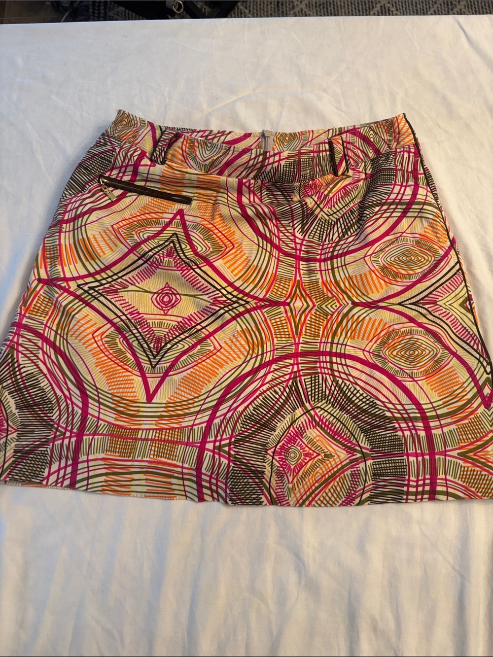 Sport Haley Printed Geometric Mini Skort in Pink and Orange, SZ 8 EUC